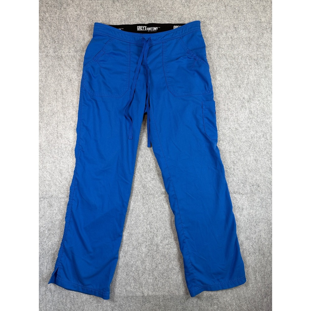 Greys Anatomy Women Scrub Pants S Royal Blue Drawstring Cargo Pocket